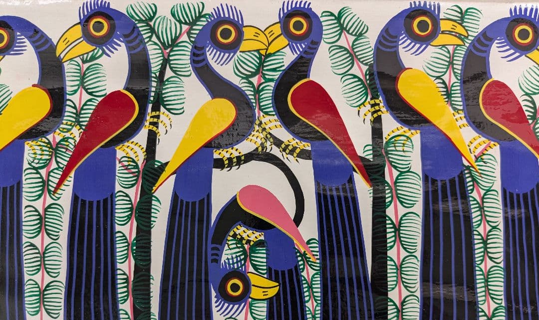 ●アフリカの絵画、ティンガティンガ、鳥、クラシック、Mawazo、40×40cm