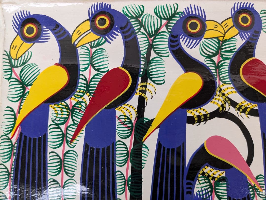 ●アフリカの絵画、ティンガティンガ、鳥、クラシック、Mawazo、40×40cm