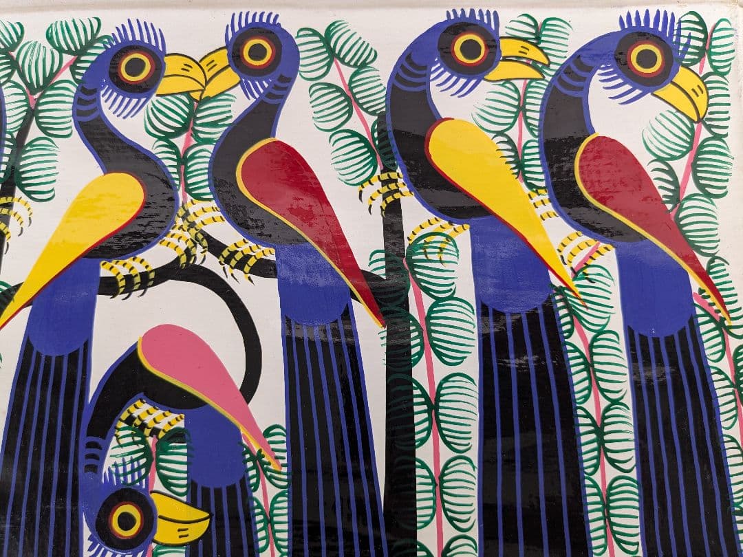 ●アフリカの絵画、ティンガティンガ、鳥、クラシック、Mawazo、40×40cm
