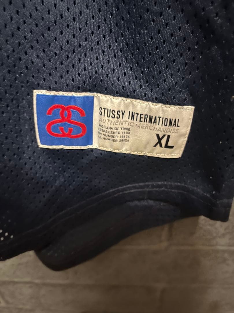 STUSSY ネイビー XL ベースボールシャツ