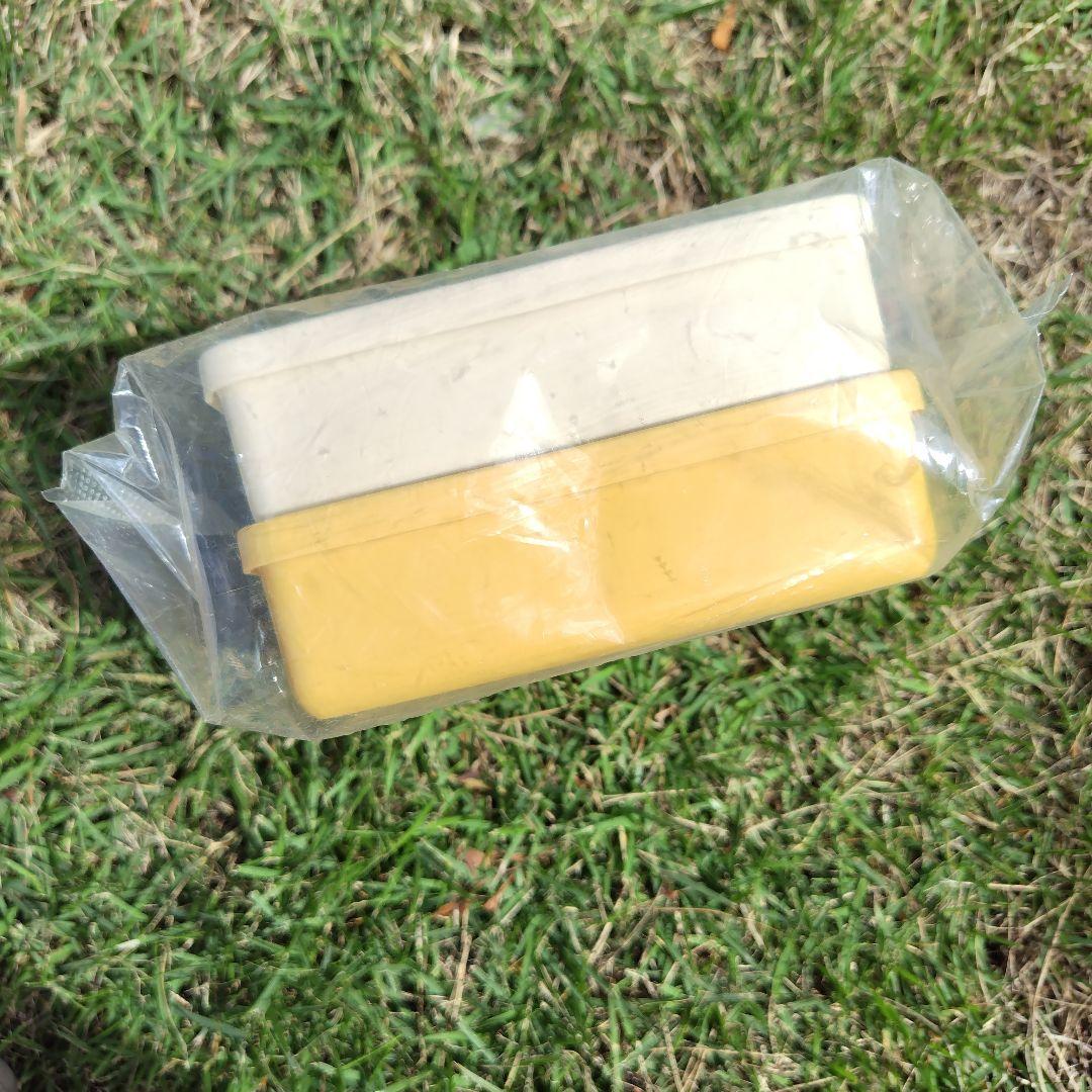当時物 錦化成 バスケット 昭和レトロ お弁当箱 レモン色 タッパーウェア