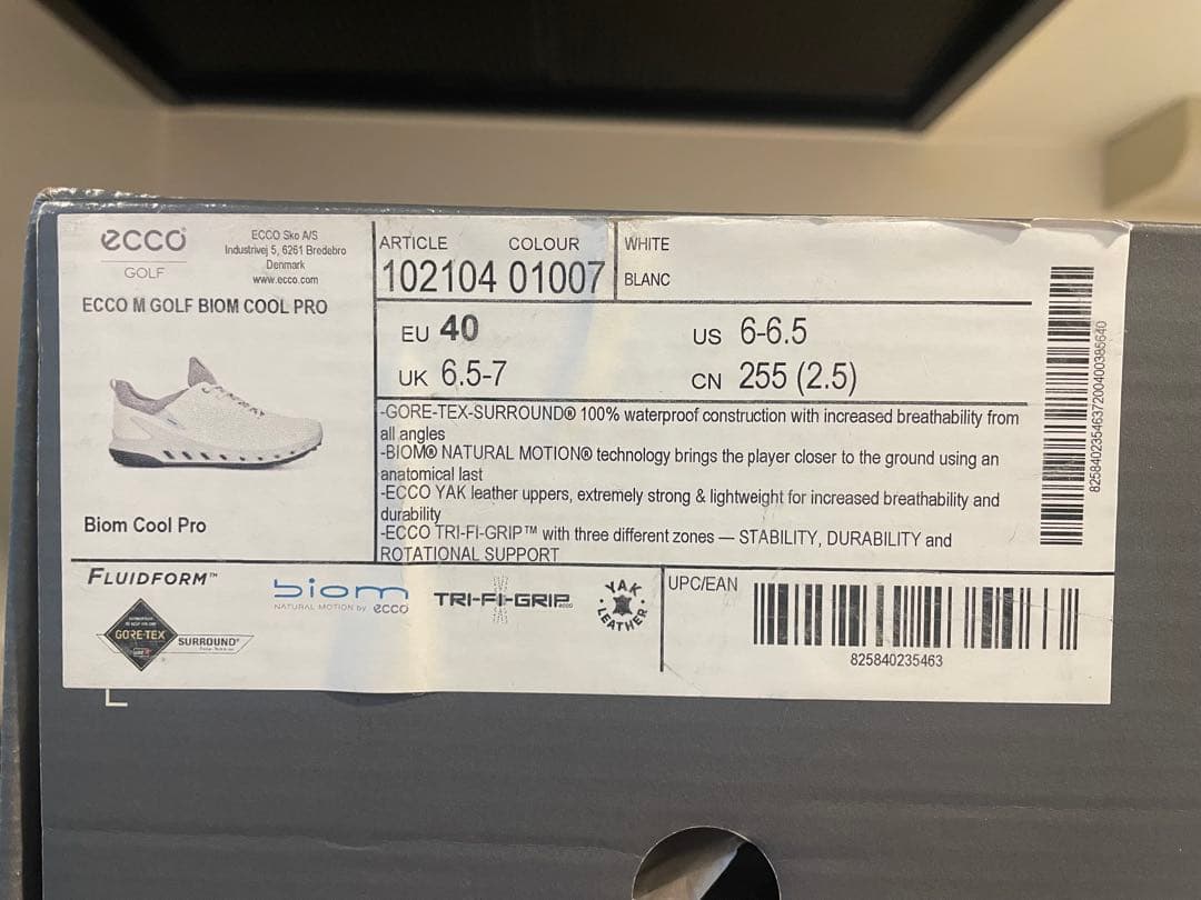 新品タグ付き　ECCO ゴルフシューズ 25cm ホワイト