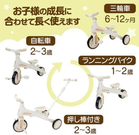 【新品未使用】赤色 7-in-1 変形手押し三輪車 1-5歳用