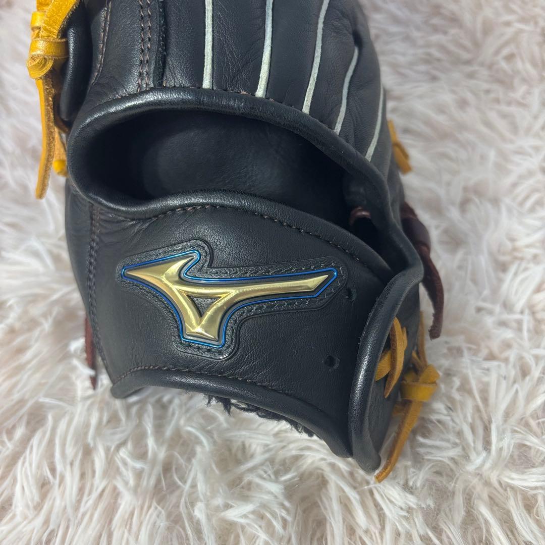美品 Mizuno 軟式グローブ 左利き用黒/黄　せレクトナイン 野手用