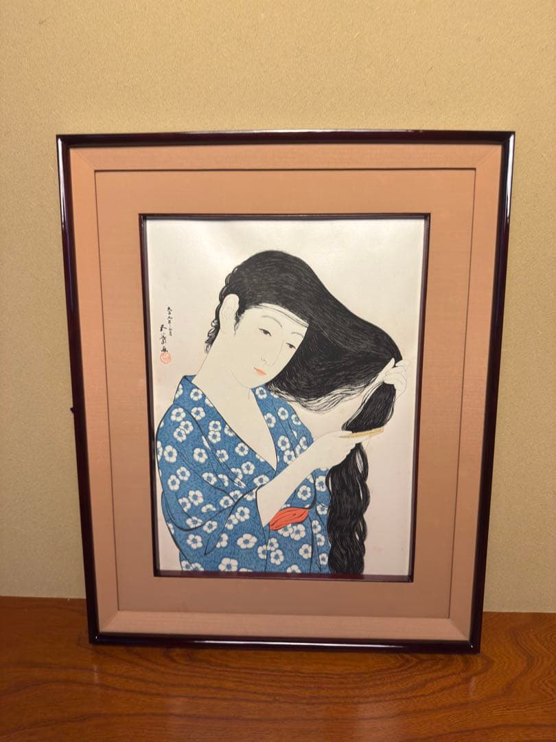 橋口五葉 彩色木版画髪梳ける女浮世絵美人画川瀬巴水北斎広重日本画深水根付蒔絵