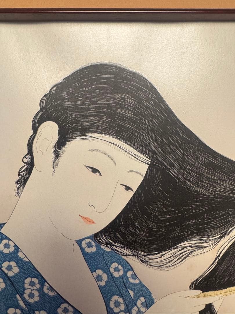 橋口五葉 彩色木版画髪梳ける女浮世絵美人画川瀬巴水北斎広重日本画深水根付蒔絵