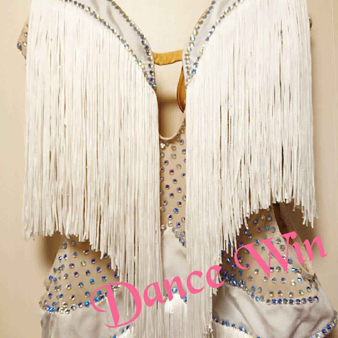 ⭐️感謝セール❣️スワロフスキークリスタルオーロラ高級フリンジラテンドレス白 新品