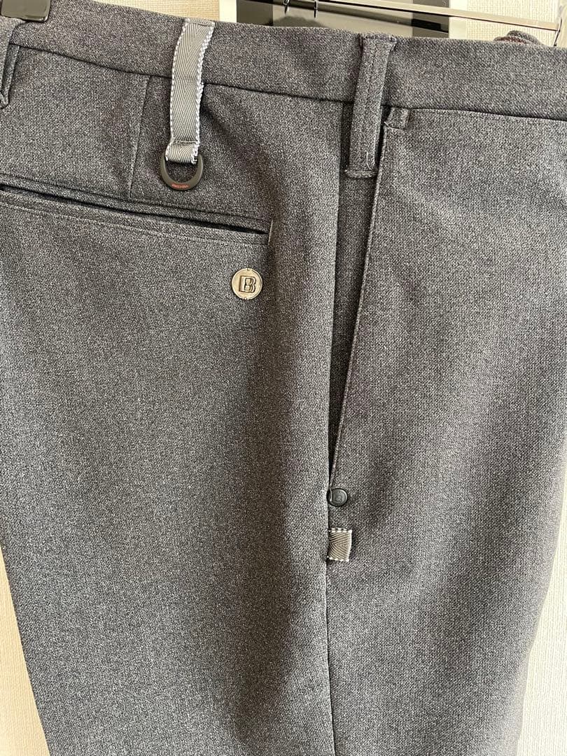グレー スリムフィットパンツ ウール混紡
