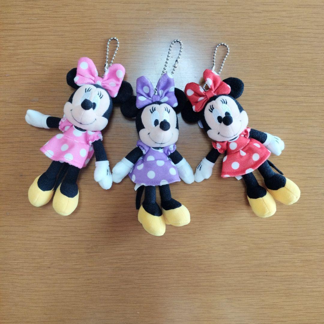 ディズニー ミニーぬいぐるみバッヂ キーホルダー 3点セット スクバ デコ