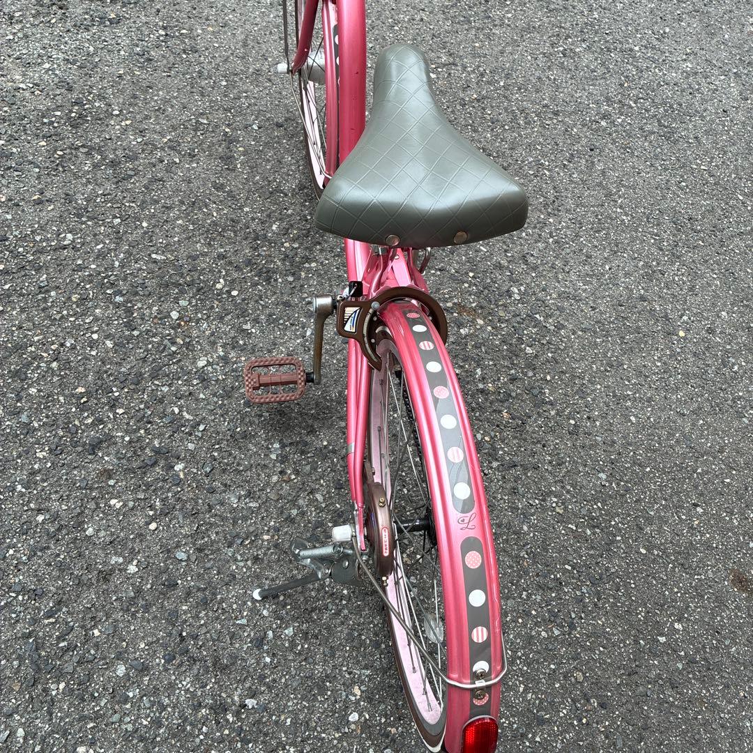 子供用自転車 ドット柄ピンク オートライト付