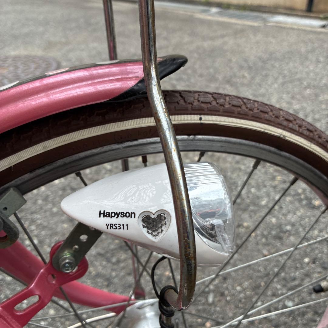 子供用自転車 ドット柄ピンク オートライト付