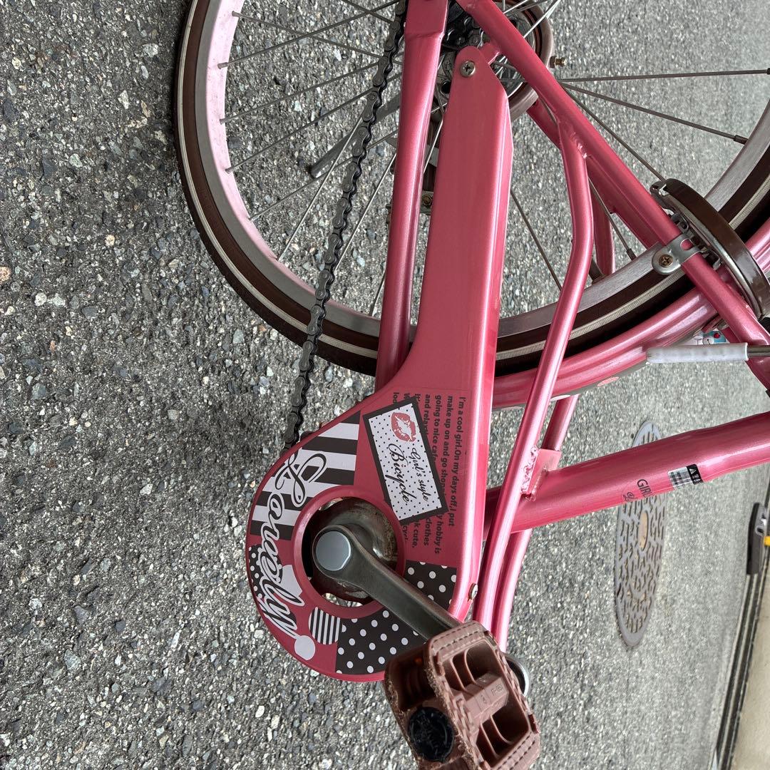 子供用自転車 ドット柄ピンク オートライト付