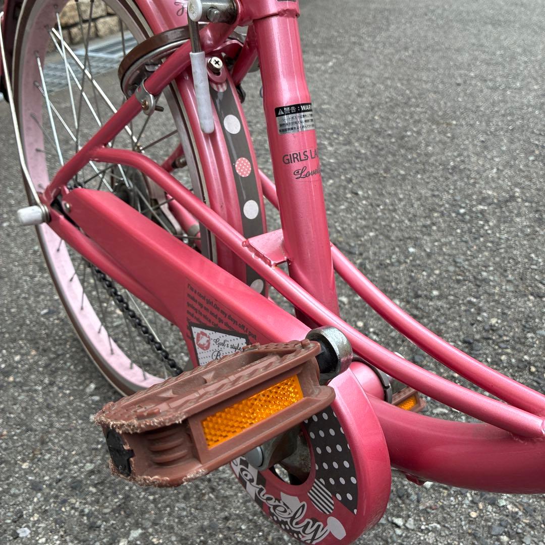 子供用自転車 ドット柄ピンク オートライト付