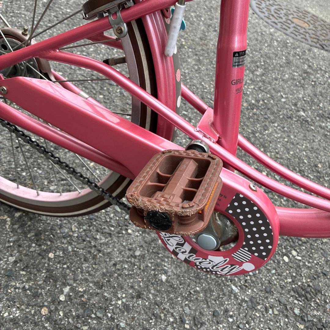 子供用自転車 ドット柄ピンク オートライト付