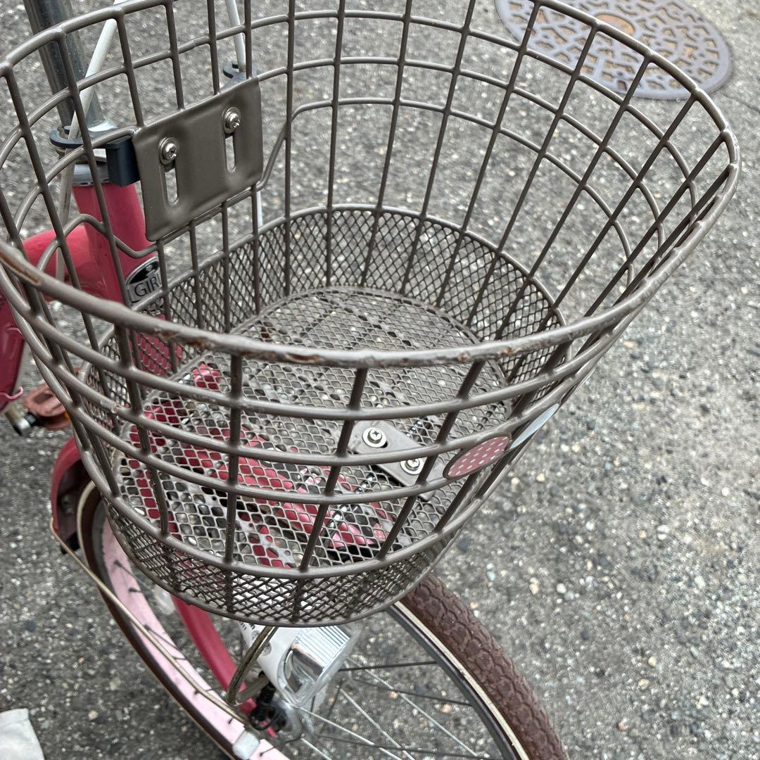 子供用自転車 ドット柄ピンク オートライト付
