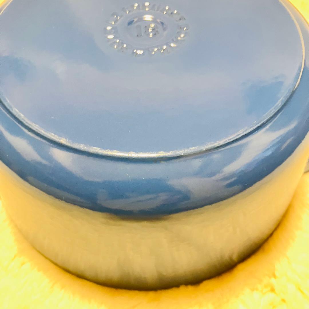 【LE CREUSET】ル・クルーゼ　18cm 両手鍋 ココットロンド　青