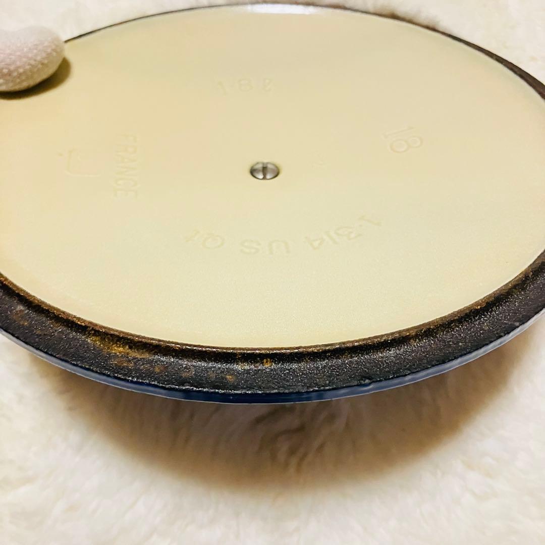 【LE CREUSET】ル・クルーゼ　18cm 両手鍋 ココットロンド　青