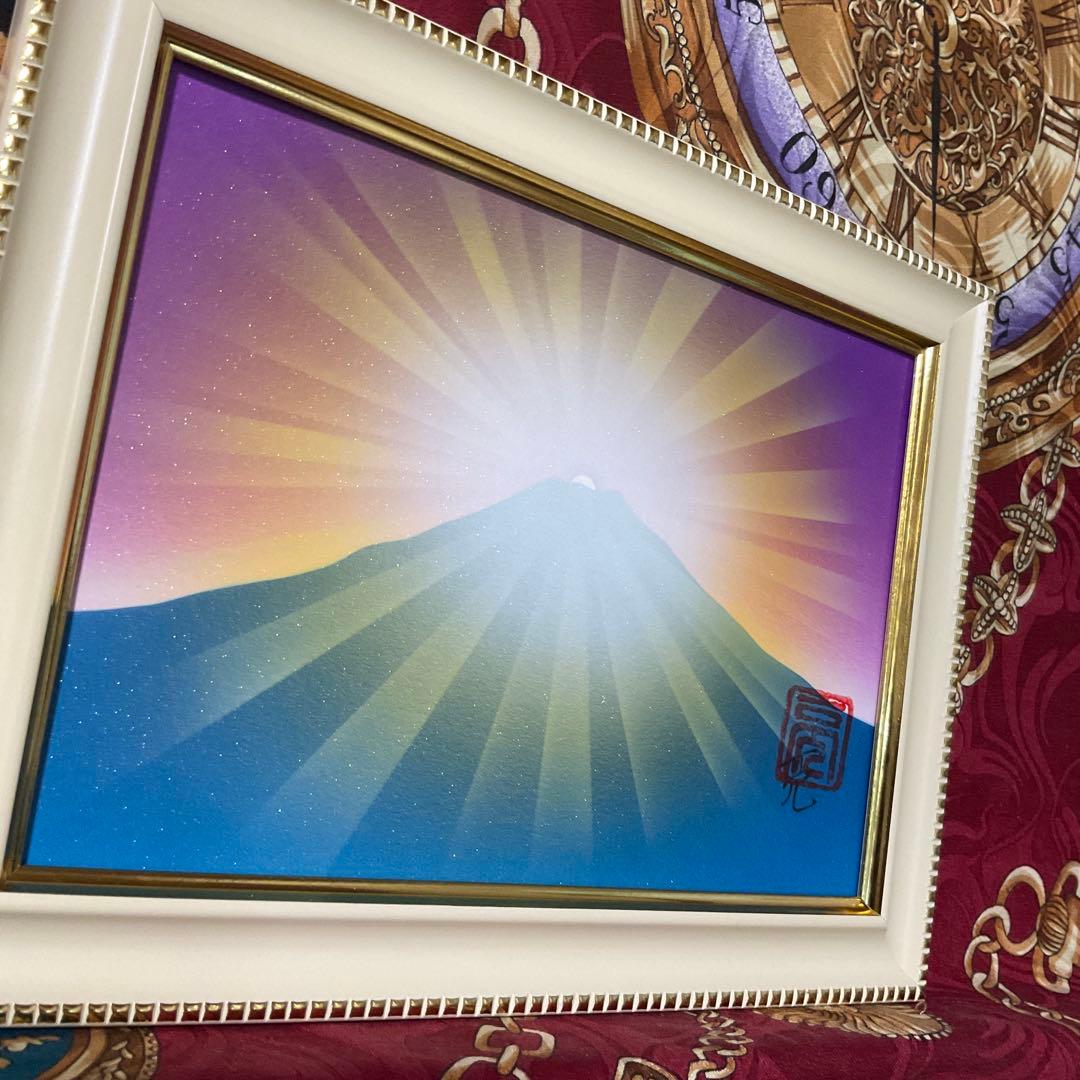 富士山開運絵画｜ダイヤモンド富士 青2L判 額縁付き冷静浄化直感力エナジーアート