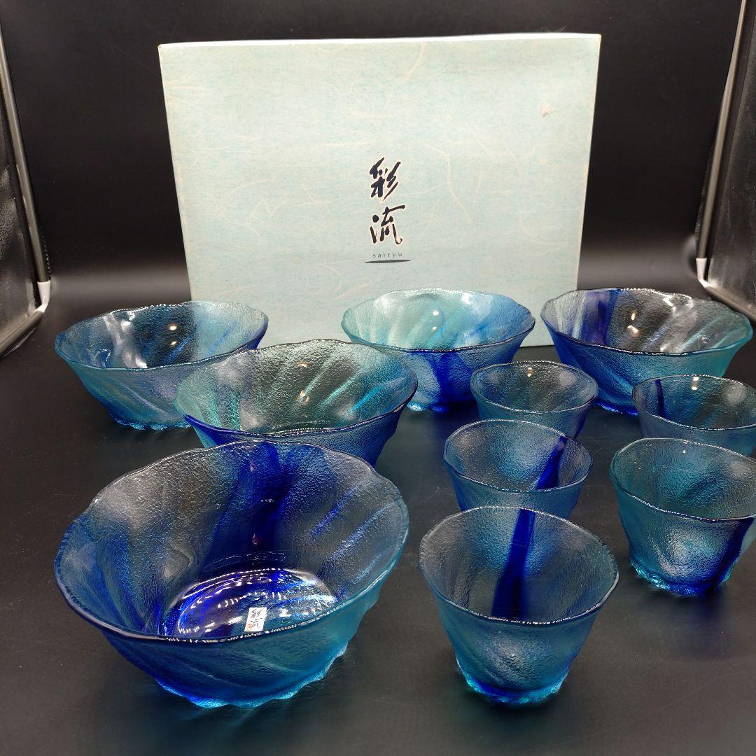 ⭐️新品 未使用品⭐️彩流 麺皿 つゆ皿 5点セット全部で10点 ガラス鉢