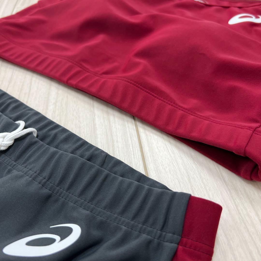 アシックス　女子陸上ユニフォーム上下セット　エンジ×ダークグレー　4XL　新品