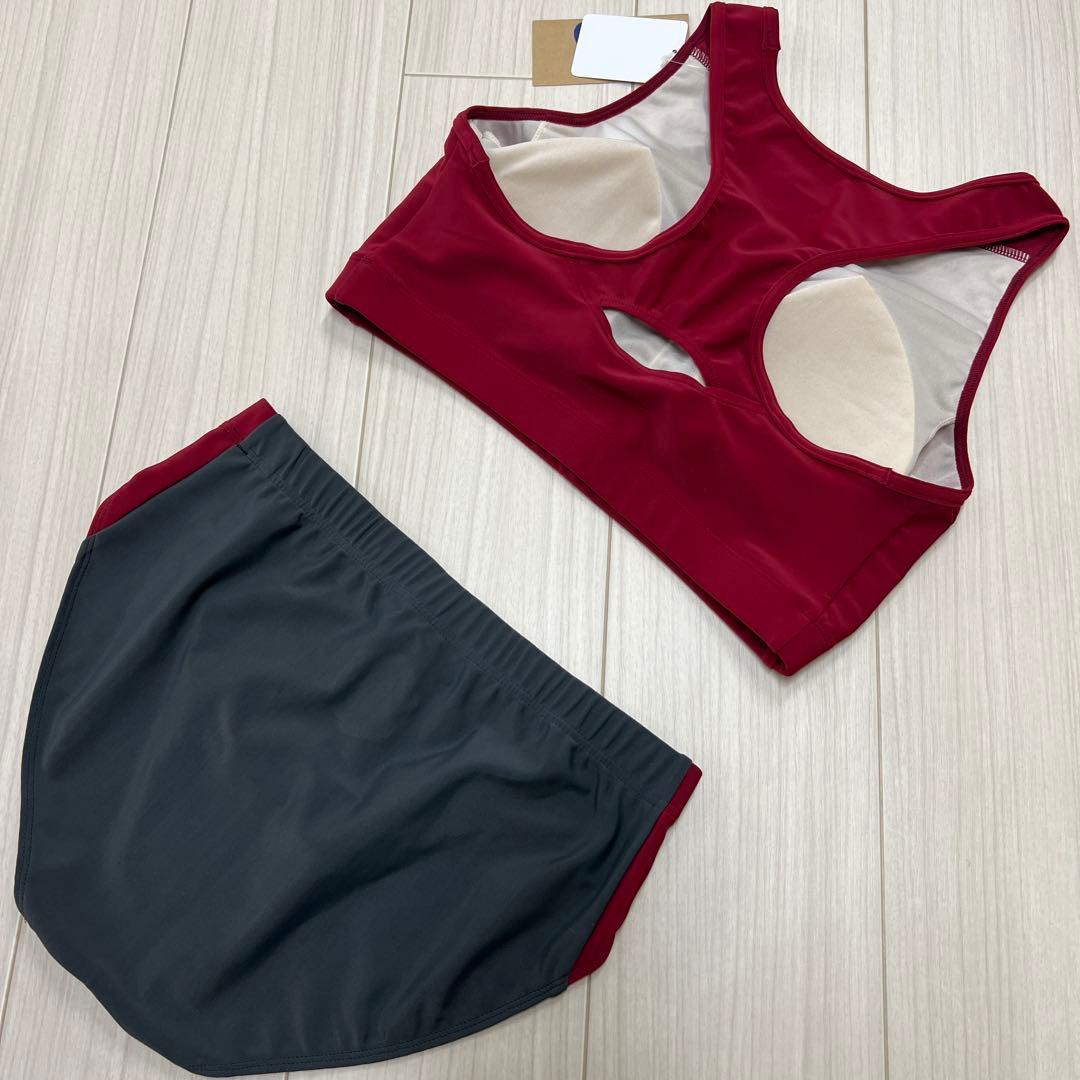 アシックス　女子陸上ユニフォーム上下セット　エンジ×ダークグレー　4XL　新品