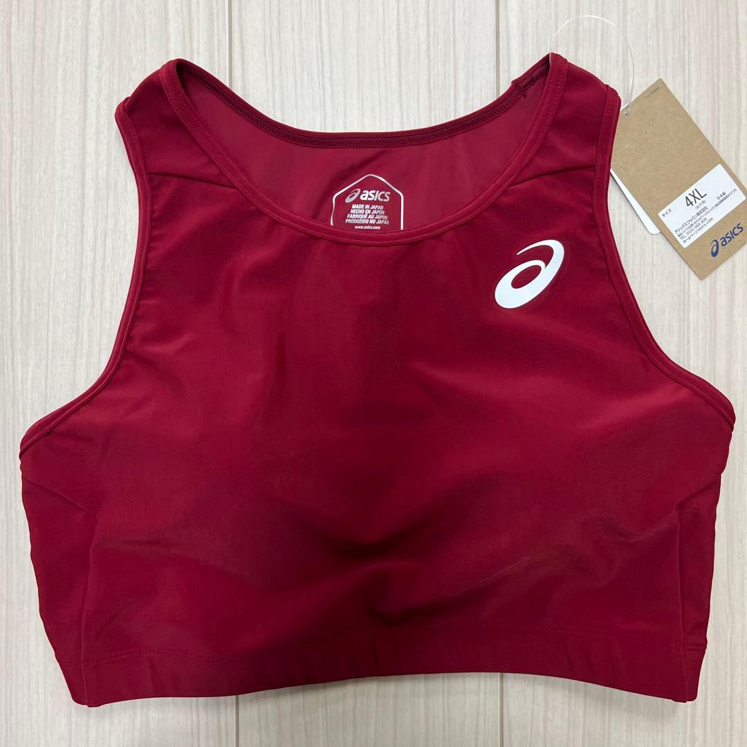 アシックス　女子陸上ユニフォーム上下セット　エンジ×ダークグレー　4XL　新品