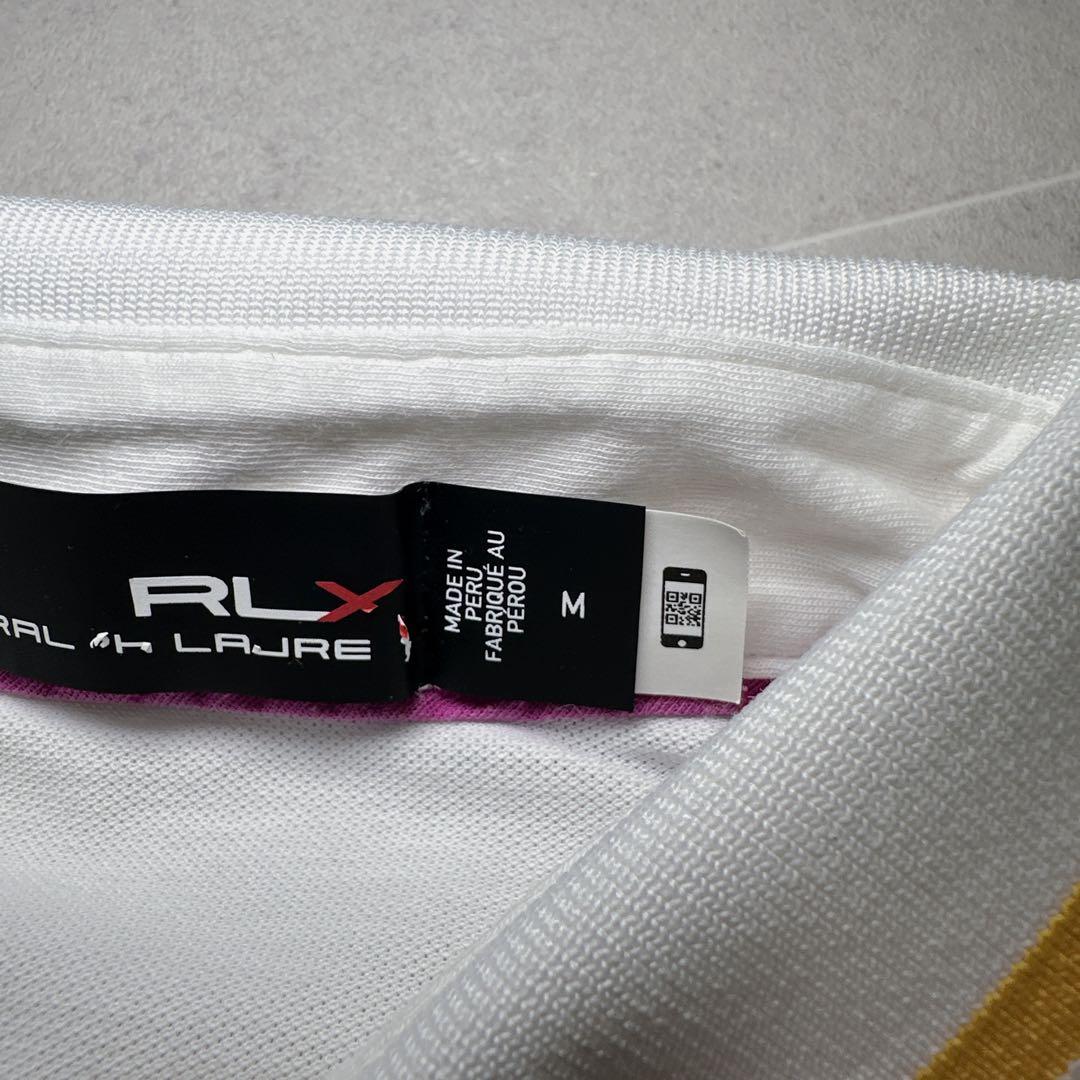 極美品✨RLX RALPH LAUREN 半袖ポロシャツ M 白 襟マルチカラー
