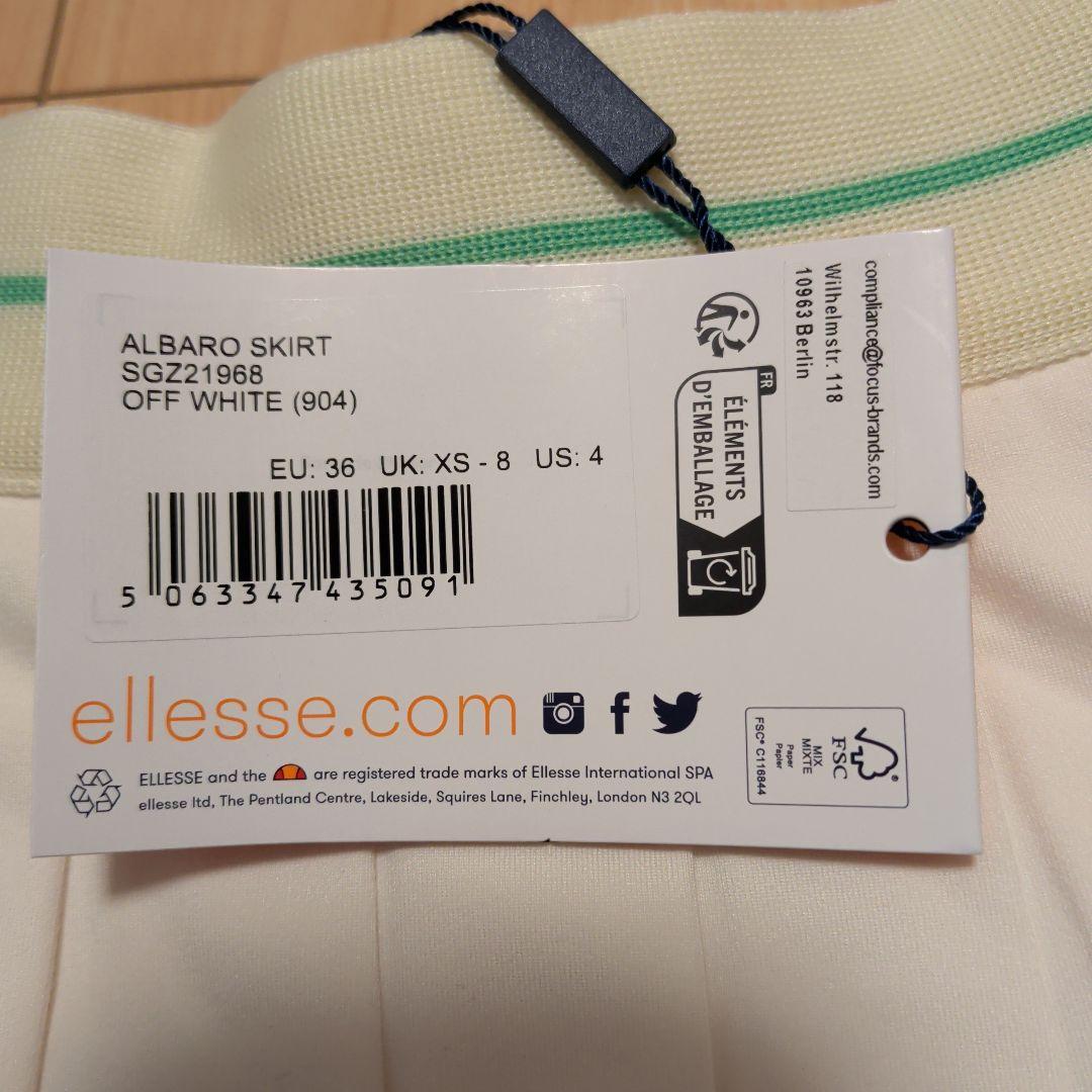 ☆海外ウェア　ellesse プリーツスカート クリーム　UK-XS