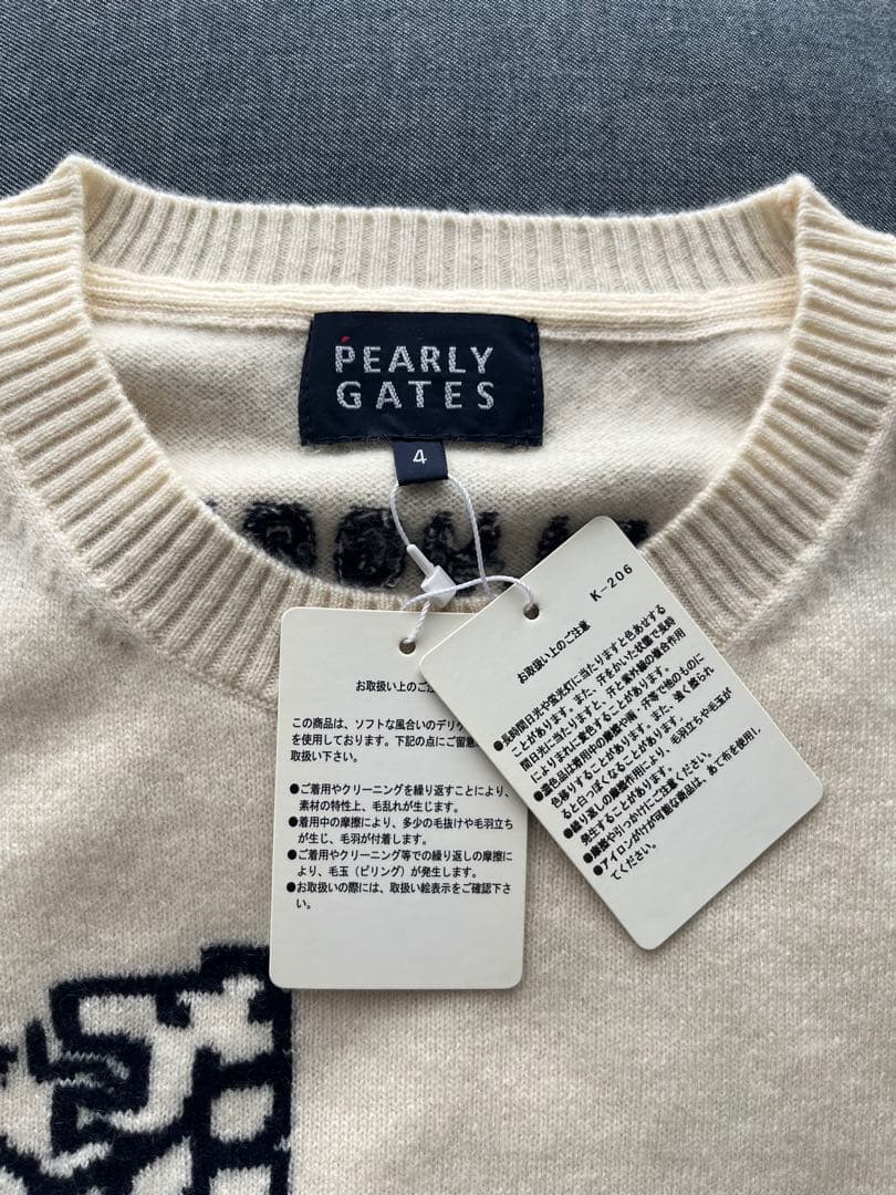 新品 パーリーゲイツ PEARLY GATES アイボリー セーター サイズ4