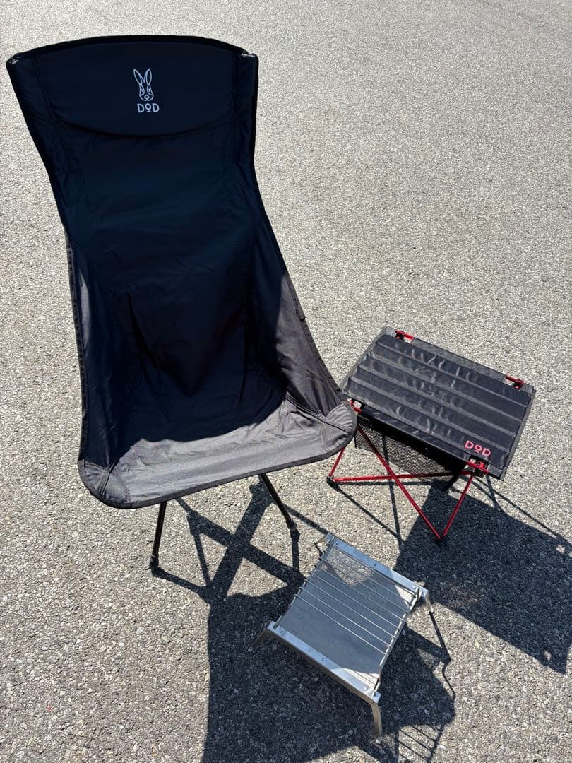 【 美品 】DOD チェアー テーブル BBQグリル 3点セット ソロキャンプ