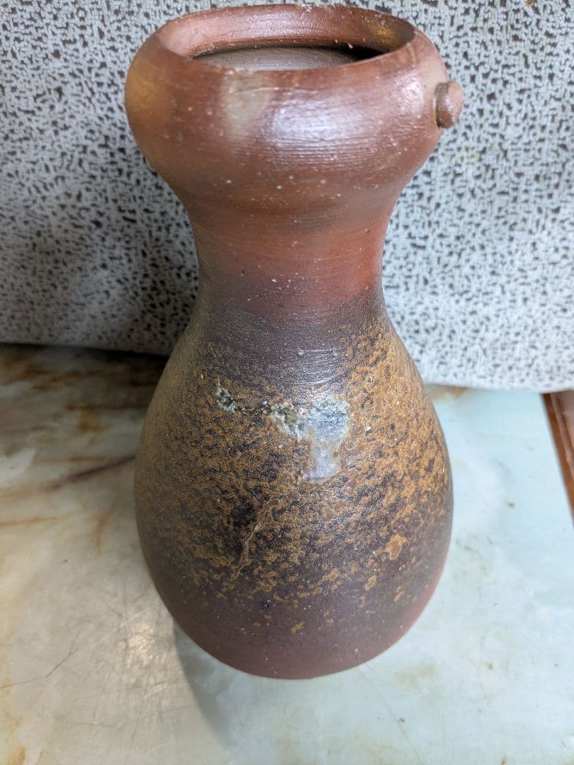 備前焼人間国宝伊勢崎淳作瓢形一輪挿し、美品！値下げしました本日夕方迄！