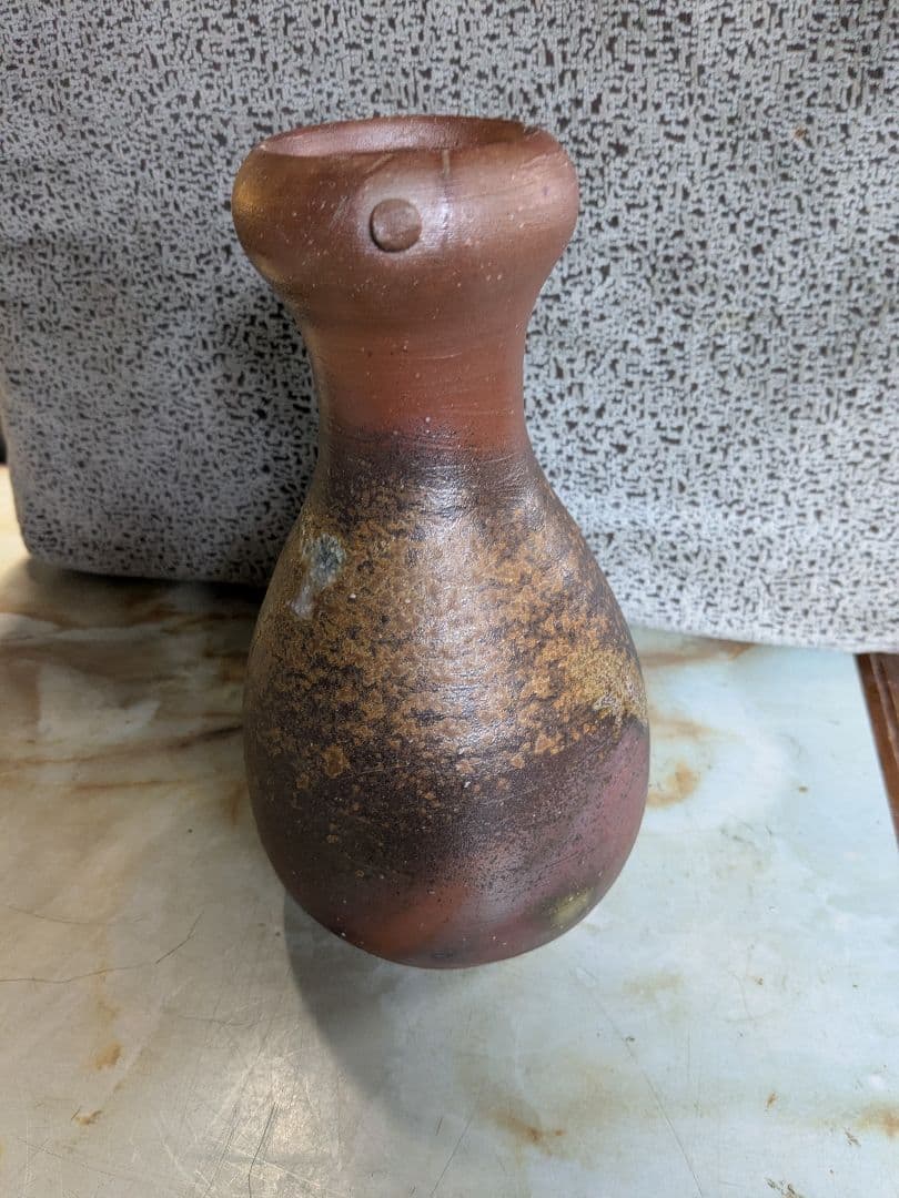 備前焼人間国宝伊勢崎淳作瓢形一輪挿し、美品！値下げしました本日夕方迄！