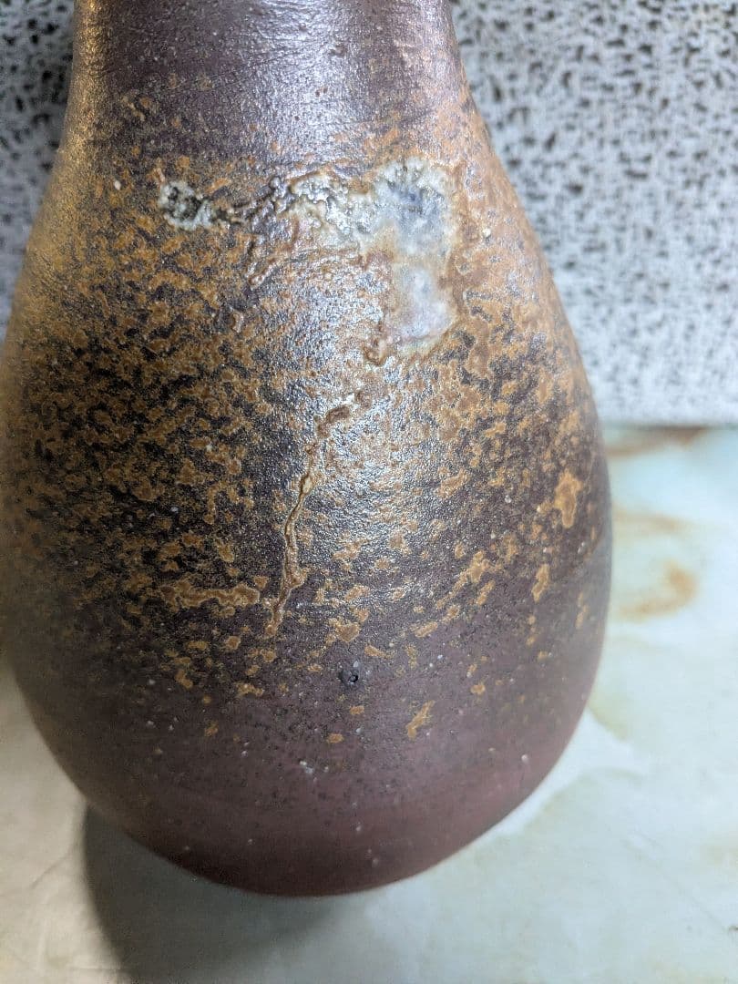 備前焼人間国宝伊勢崎淳作瓢形一輪挿し、美品！値下げしました本日夕方迄！
