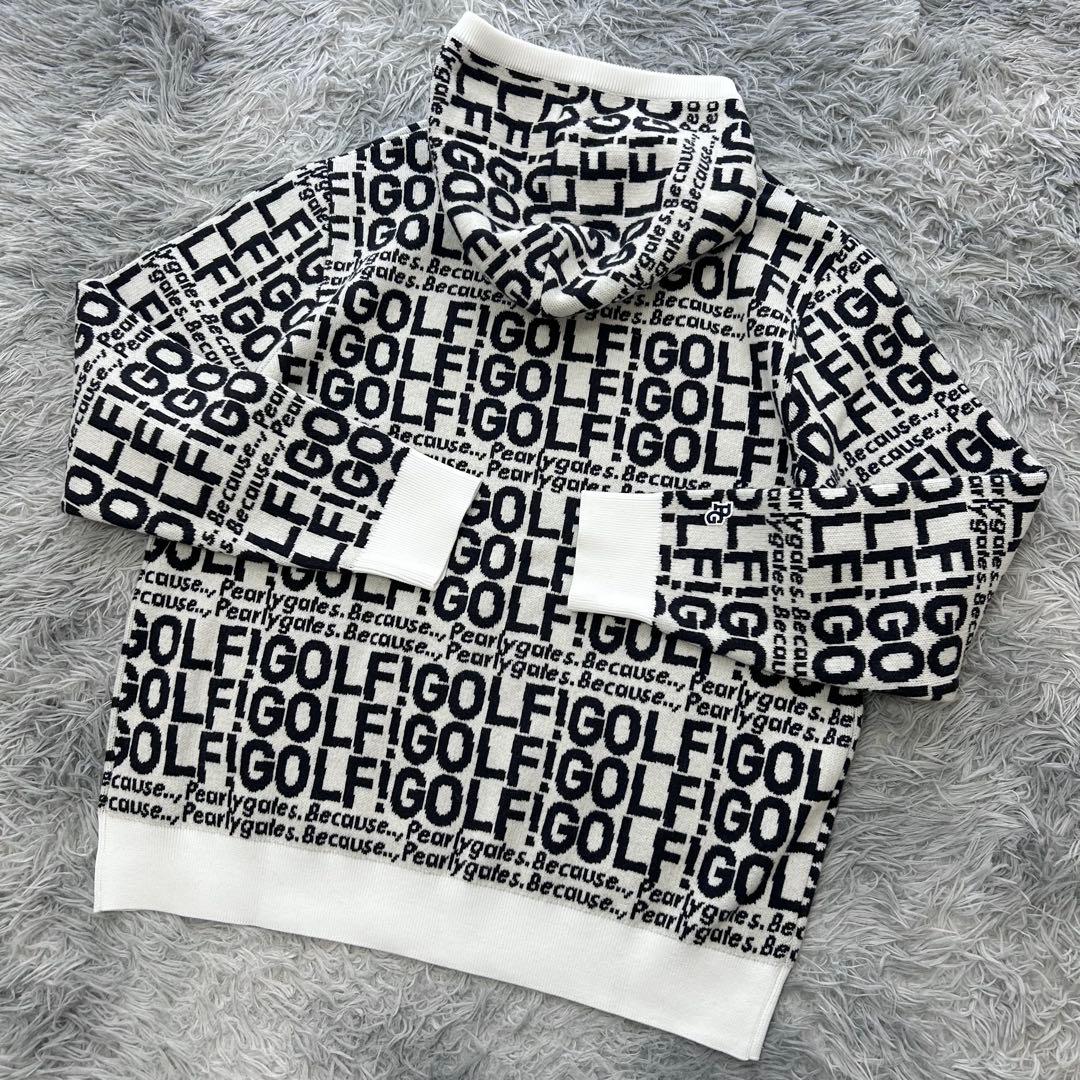 新品　パーリーゲイツ　パーカー　ニット　カシミヤ　ウール　オフホワイト　サイズ6