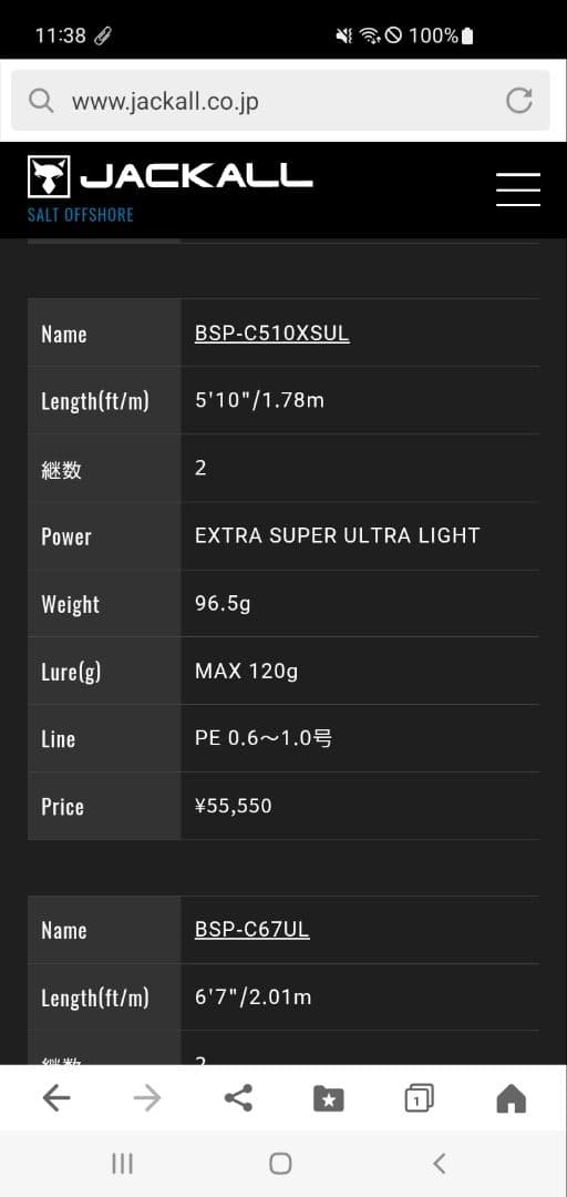 【使用一回】ジャッカル　シュプリーム　BSP-C510XSUL