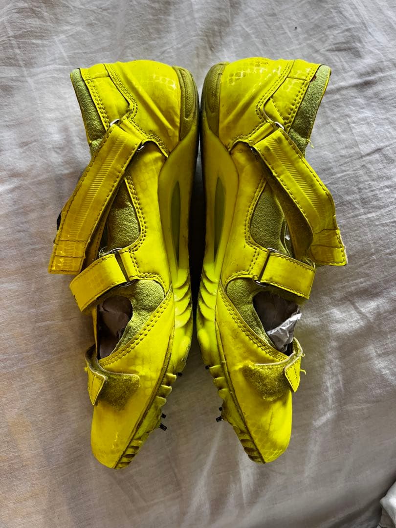 asics スパイクシューズ イエロー ベルクロ　陸上　25.5cm