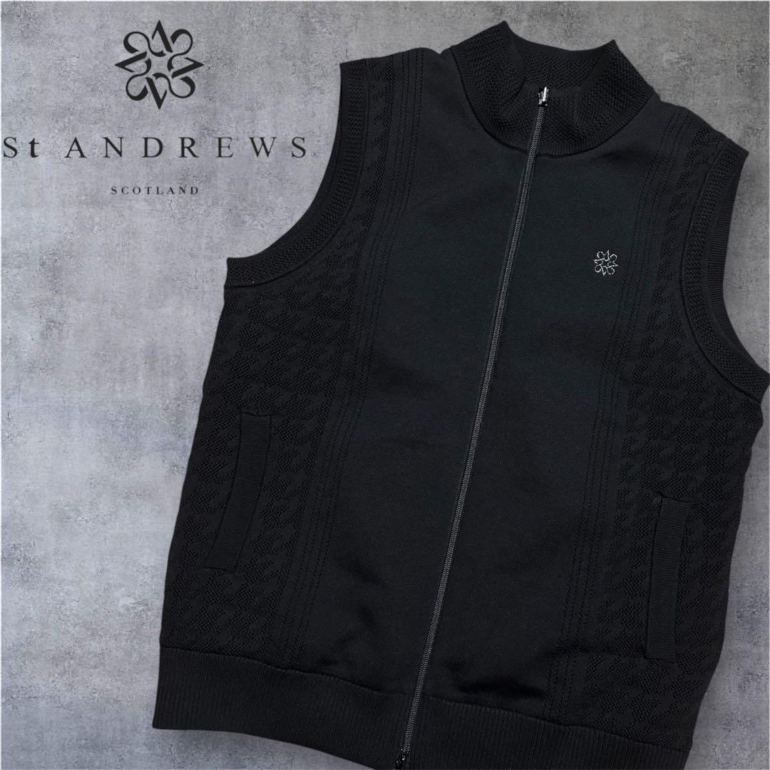 ✨極美品✨　St Andrews 天竺千鳥　リバーシブル　ニットベスト　黒　L