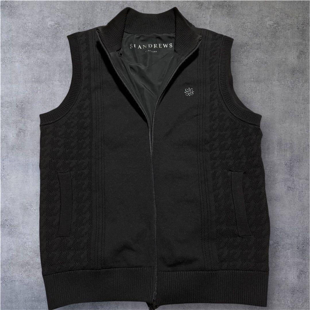 ✨極美品✨　St Andrews 天竺千鳥　リバーシブル　ニットベスト　黒　L