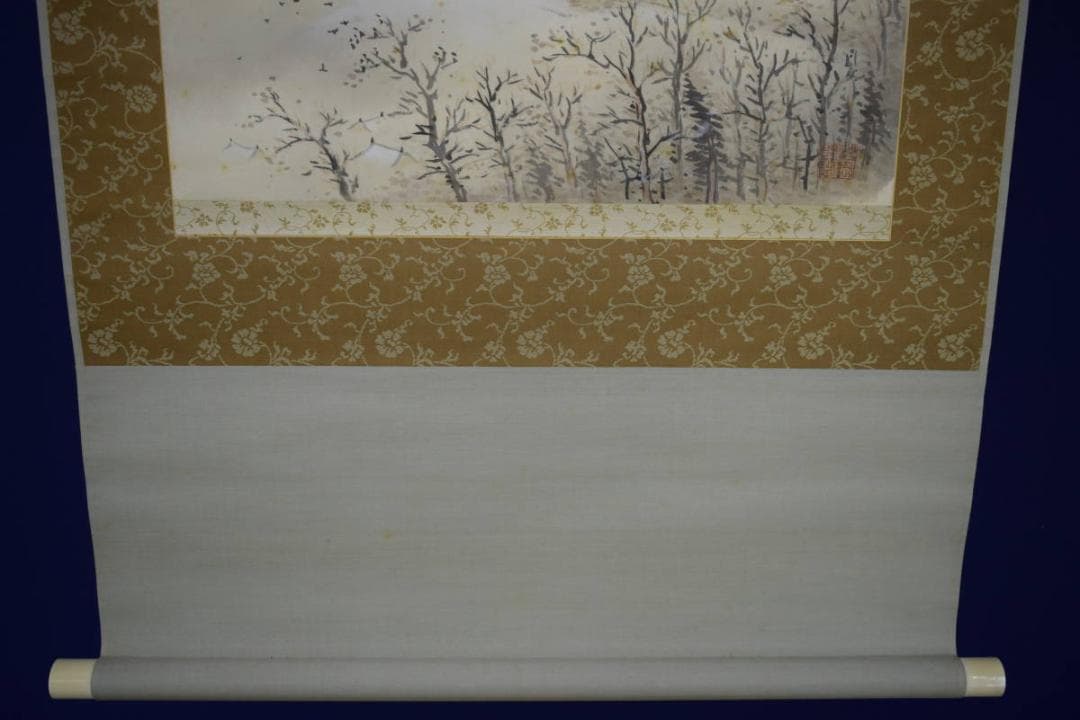 真作/幸村春浦/雪景山水図/桐共箱二重箱付/布袋屋掛軸HH-683