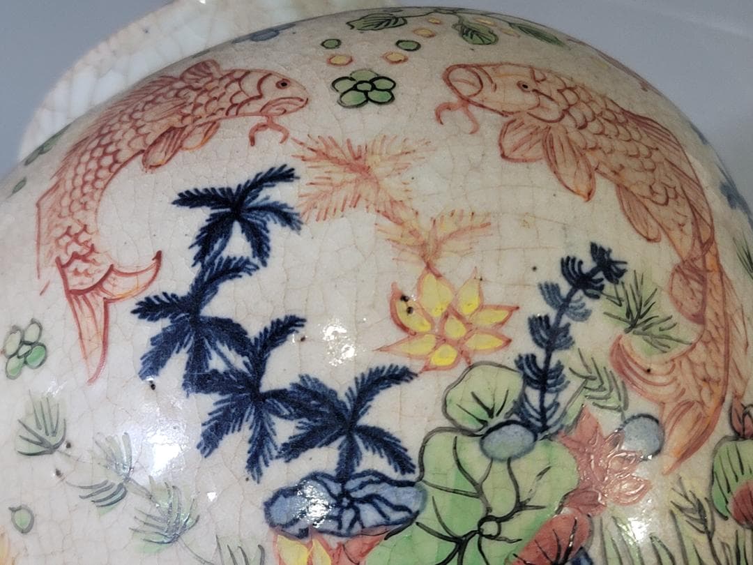 安南 色絵 魚紋 壷 東南アジア美術 PR038