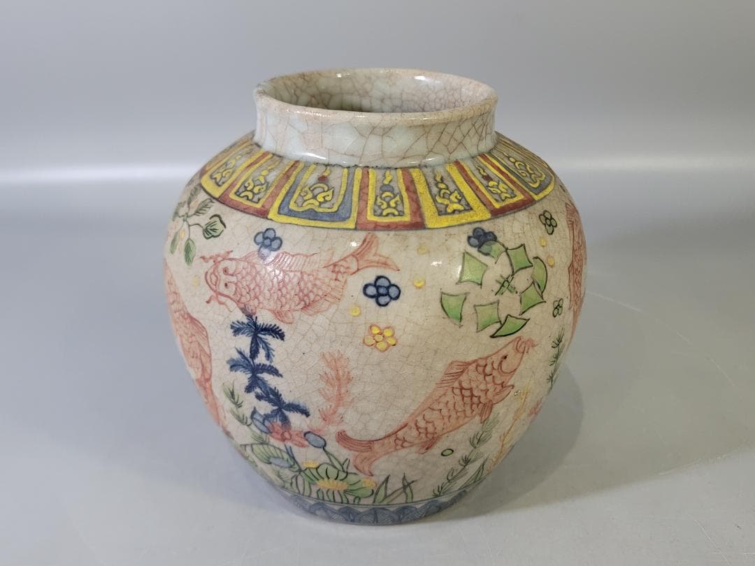安南 色絵 魚紋 壷 東南アジア美術 PR038