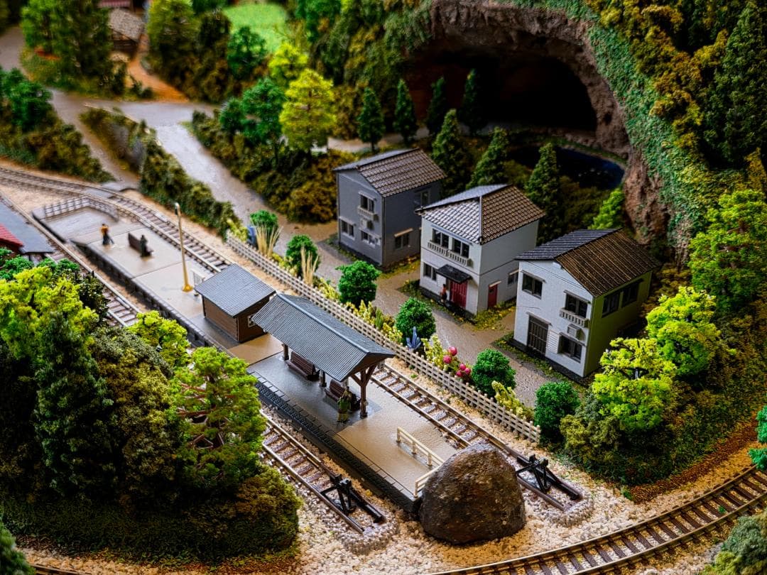 Nゲージ鉄道模型 田園風景 ジオラマ完成品　ポイント難あり