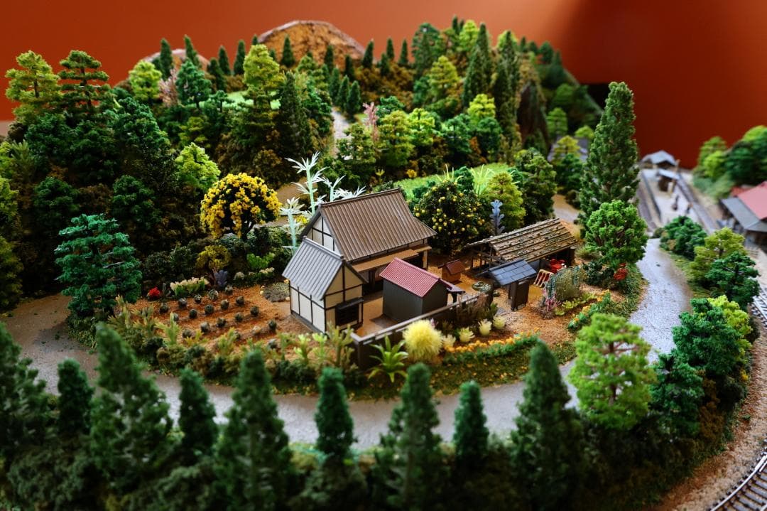 Nゲージ鉄道模型 田園風景 ジオラマ完成品　ポイント難あり