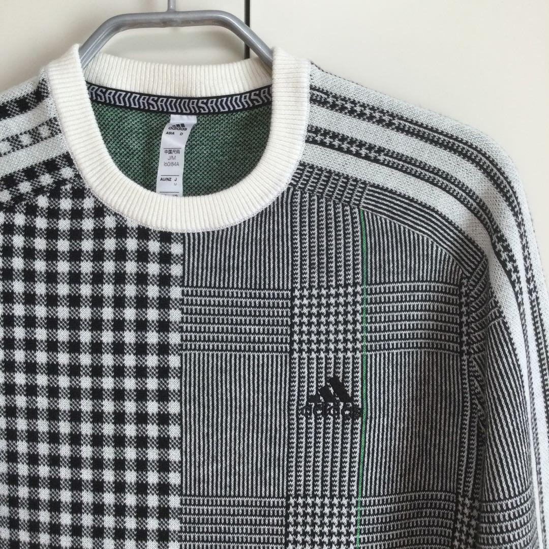 adidas GOLF 長袖クルーネックセーター M チェック柄