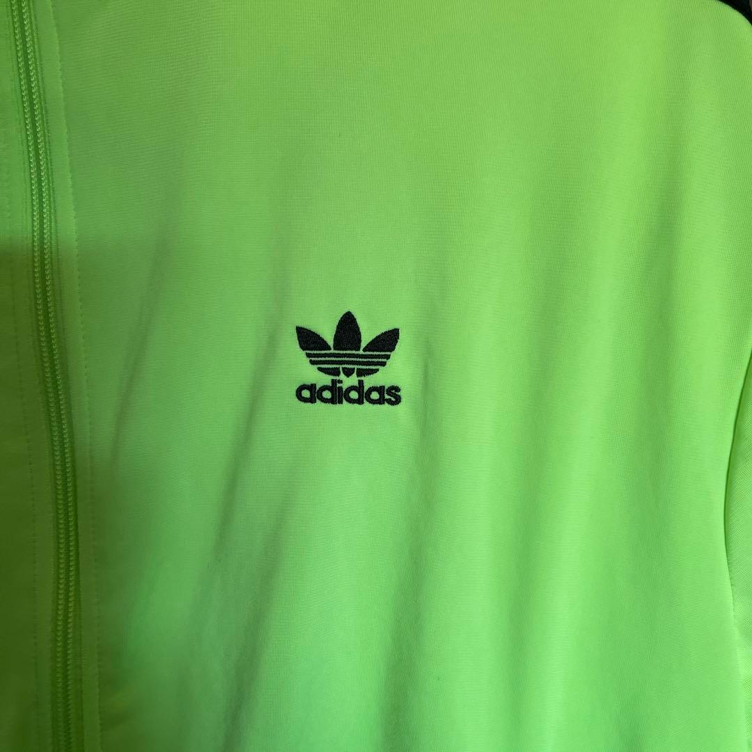 adidas トレフォイルロゴ　 蛍光グリーン ジャージジャケット X L