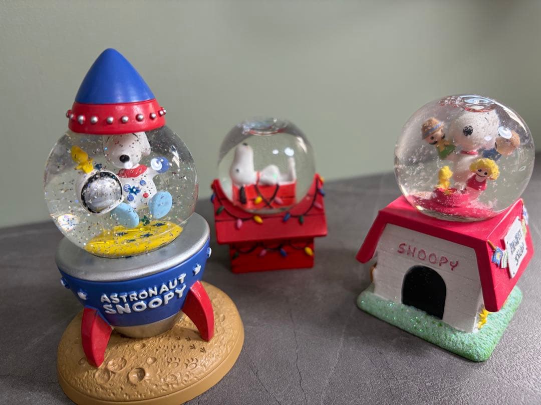 スヌーピー スノードーム３個セット　SNOOPY ロケット　パペット　クリスマス