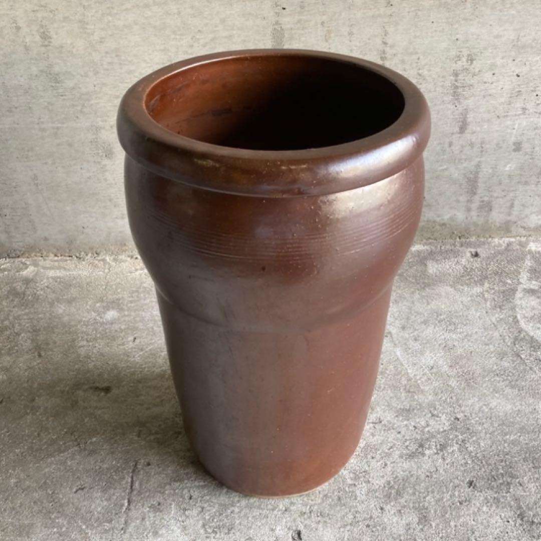 甕 壺 水瓶 花器 花瓶 傘立て 置物 和風 茶色 大型 縦長 陶器 レトロ