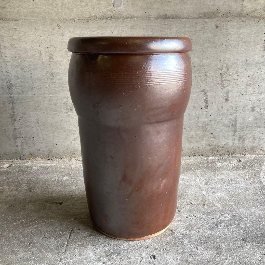 甕 壺 水瓶 花器 花瓶 傘立て 置物 和風 茶色 大型 縦長 陶器 レトロ