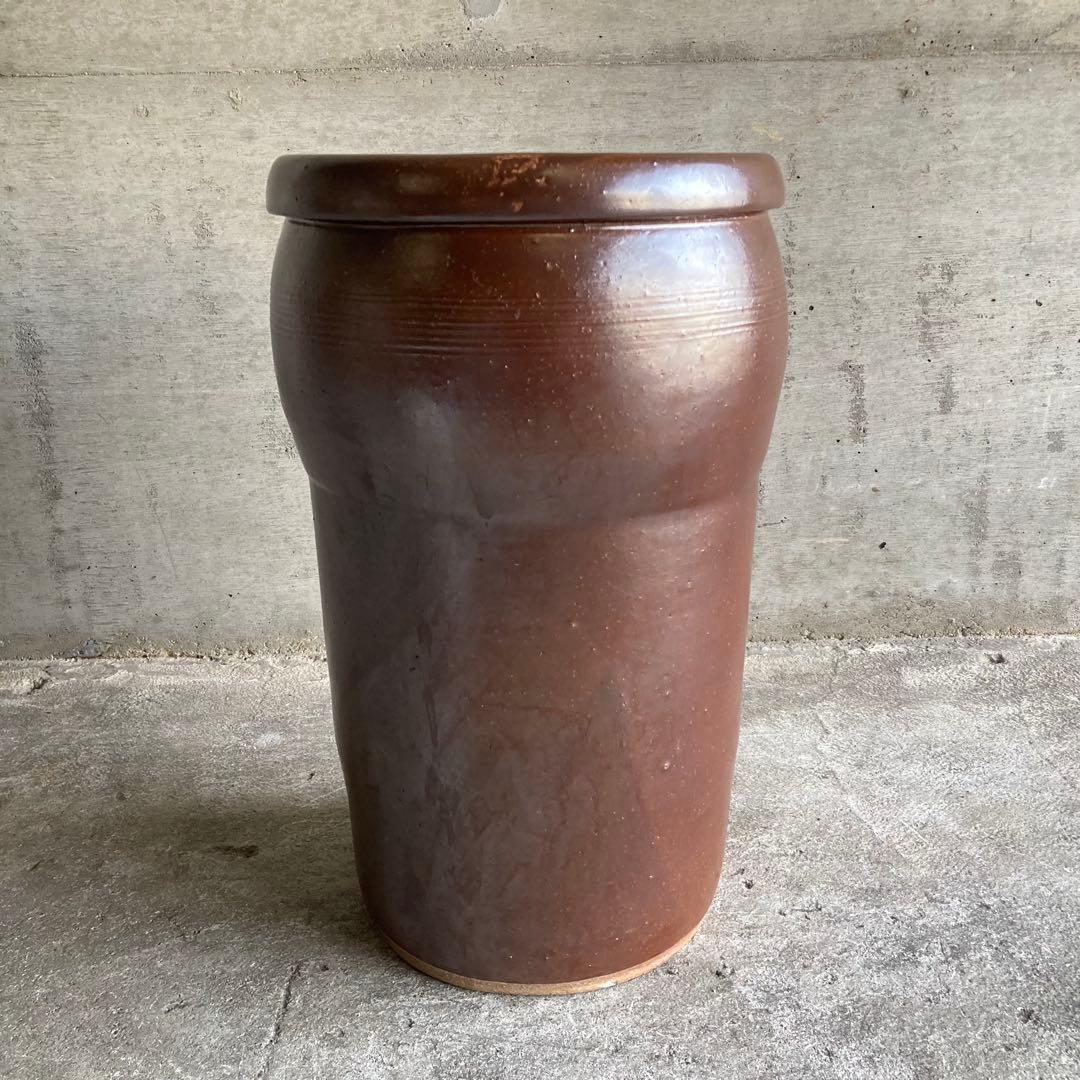 甕 壺 水瓶 花器 花瓶 傘立て 置物 和風 茶色 大型 縦長 陶器 レトロ