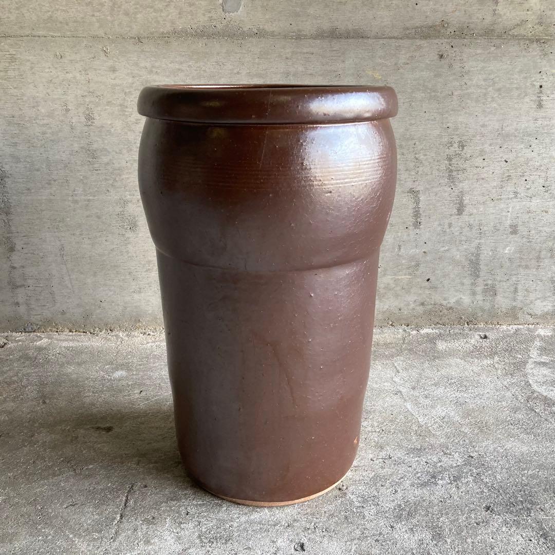 甕 壺 水瓶 花器 花瓶 傘立て 置物 和風 茶色 大型 縦長 陶器 レトロ
